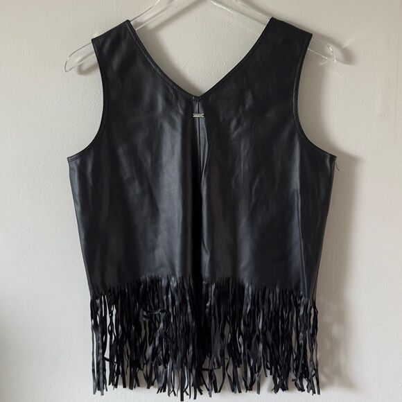 ⭕️ A|X Armani Exchange Black Leather Top Fridges Boho Style Medium - Picture 4 of 5